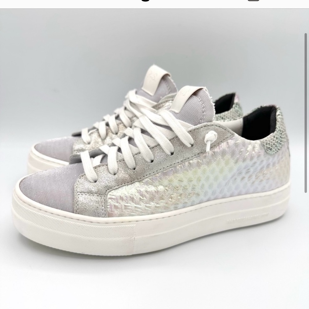 P448 Thea Glamour Sneakers white platform shoes glitter sparkle lace up